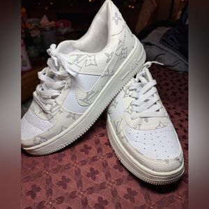 nike air force x LV printed sneakers (size 7.5)